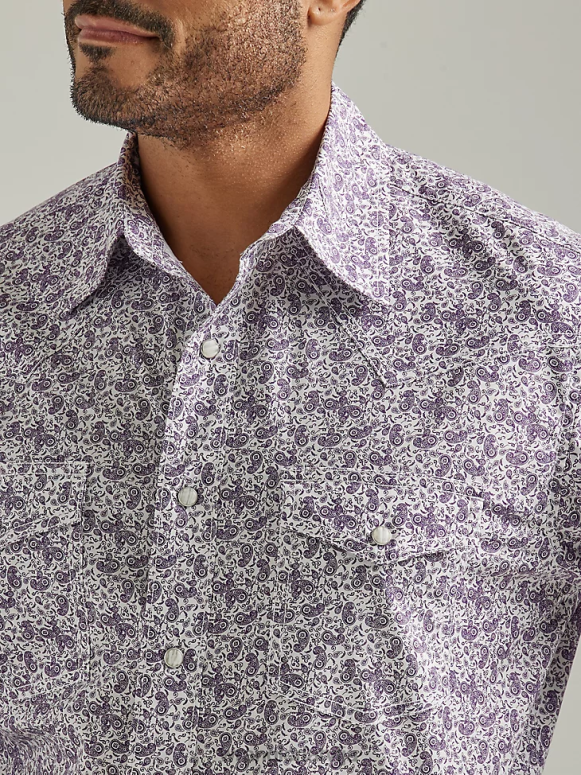 purpura vīnogu paisley 20 reižu konkurētspējīgs moderna komforta krekls ar garām piedurknēm rietumu apdruku vīriešiem apģērbs Wrangler BFNTB487